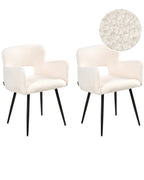 Set of 2 Dining Chairs SANILAC Boucle White