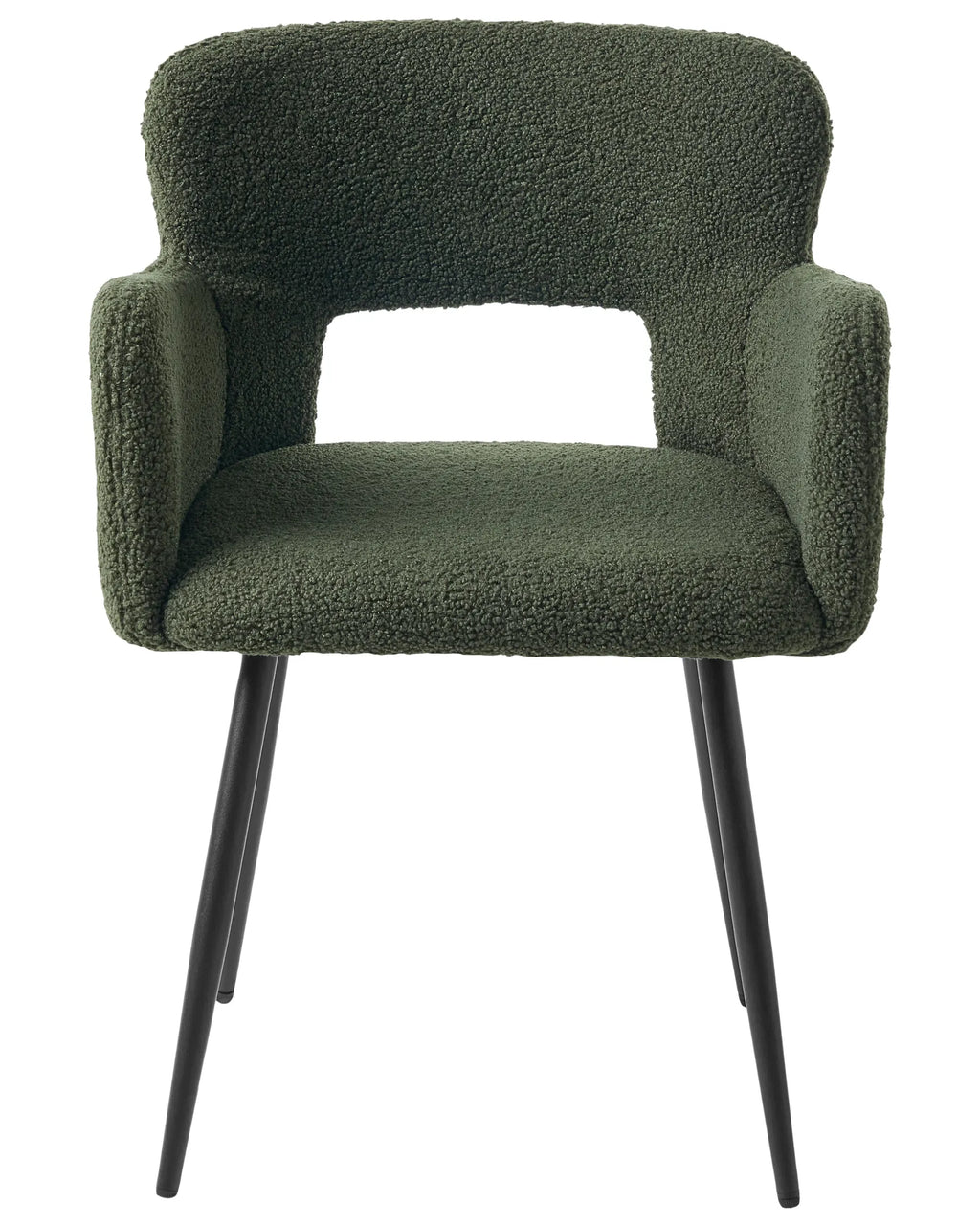 Set of 2 Dining Chairs SANILAC Boucle Dark Green
