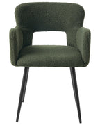 Set of 2 Dining Chairs SANILAC Boucle Dark Green