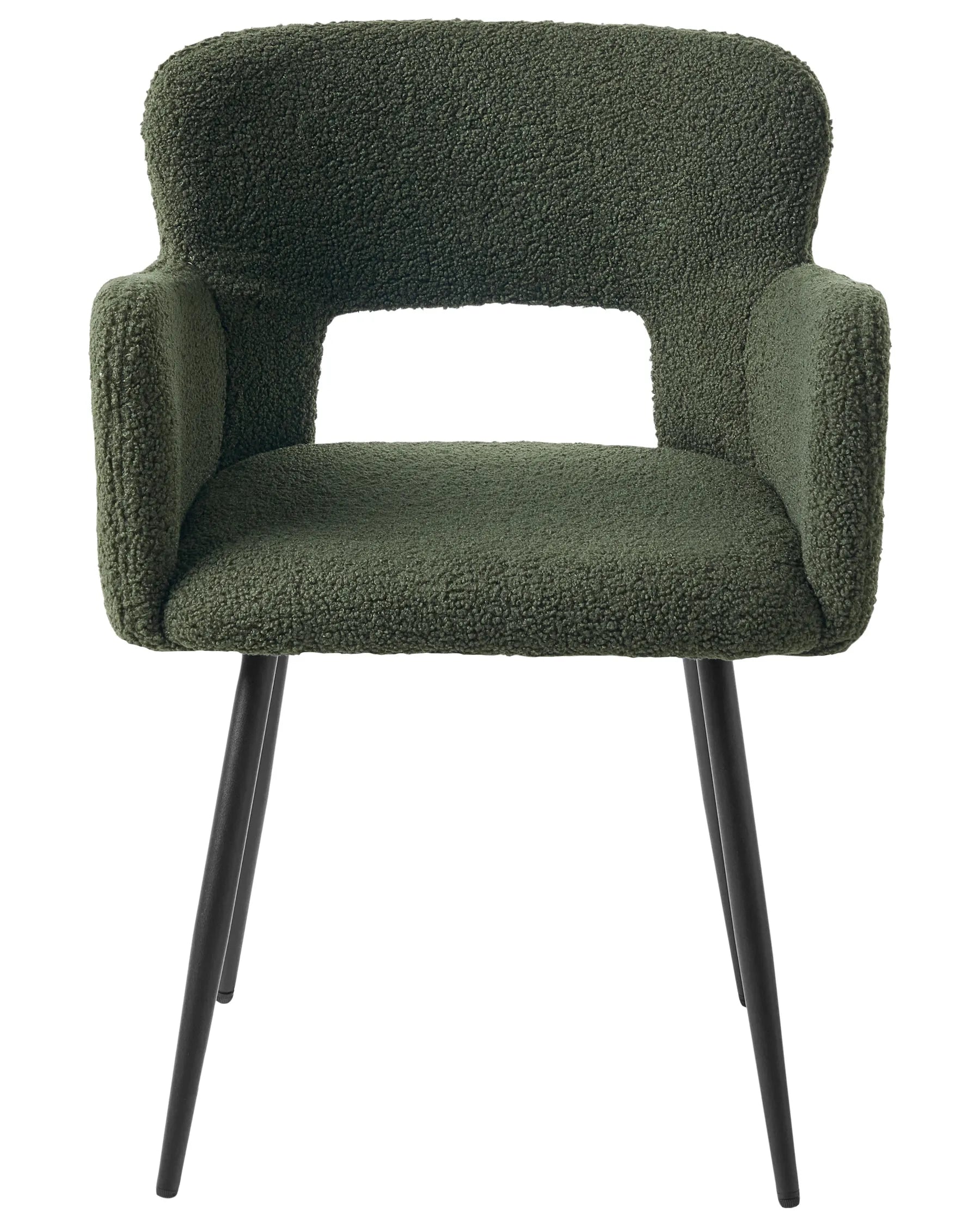 Set of 2 Dining Chairs SANILAC Boucle Dark Green