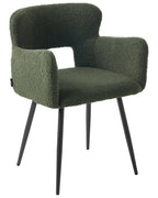 Set of 2 Dining Chairs SANILAC Boucle Dark Green
