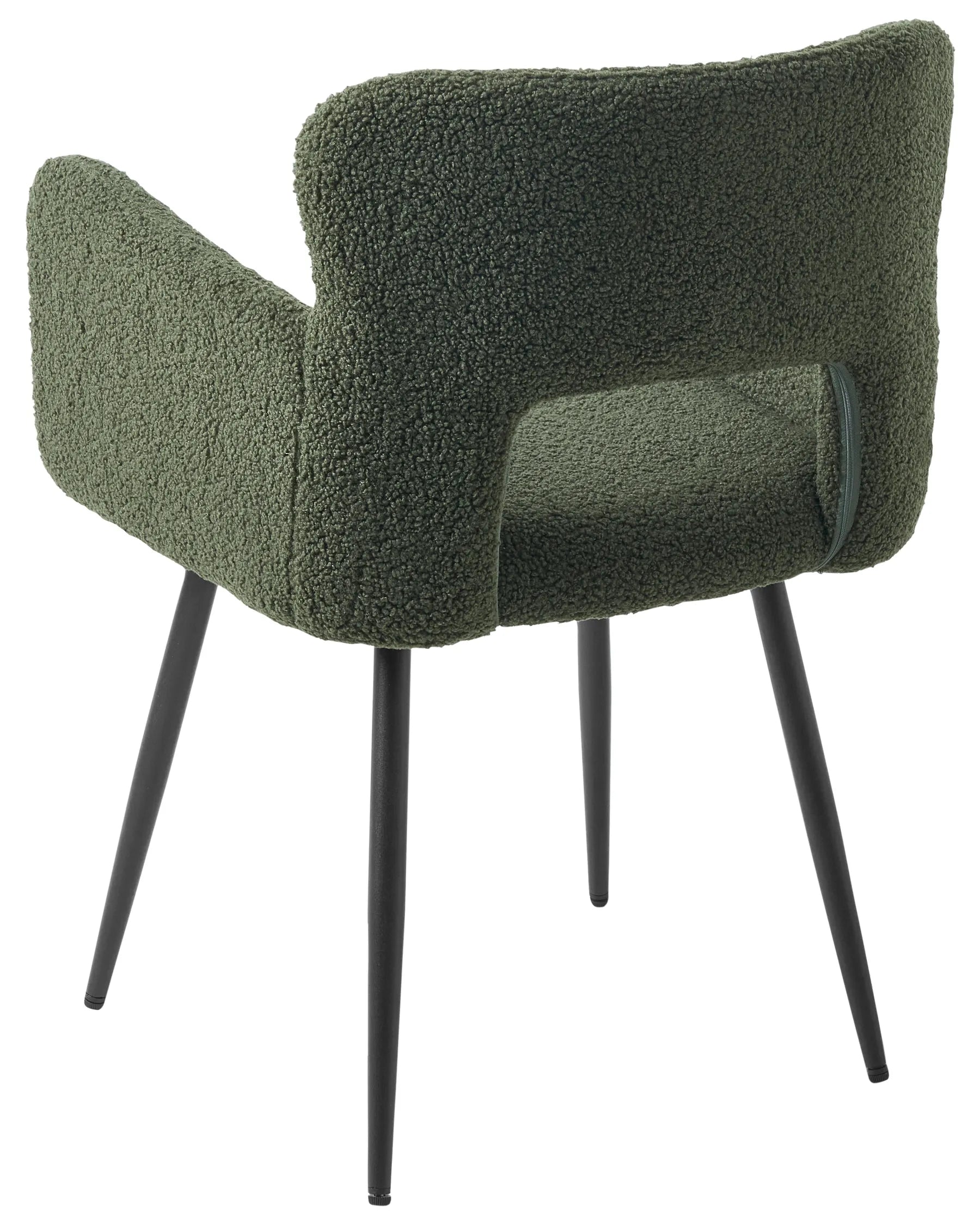 Set of 2 Dining Chairs SANILAC Boucle Dark Green