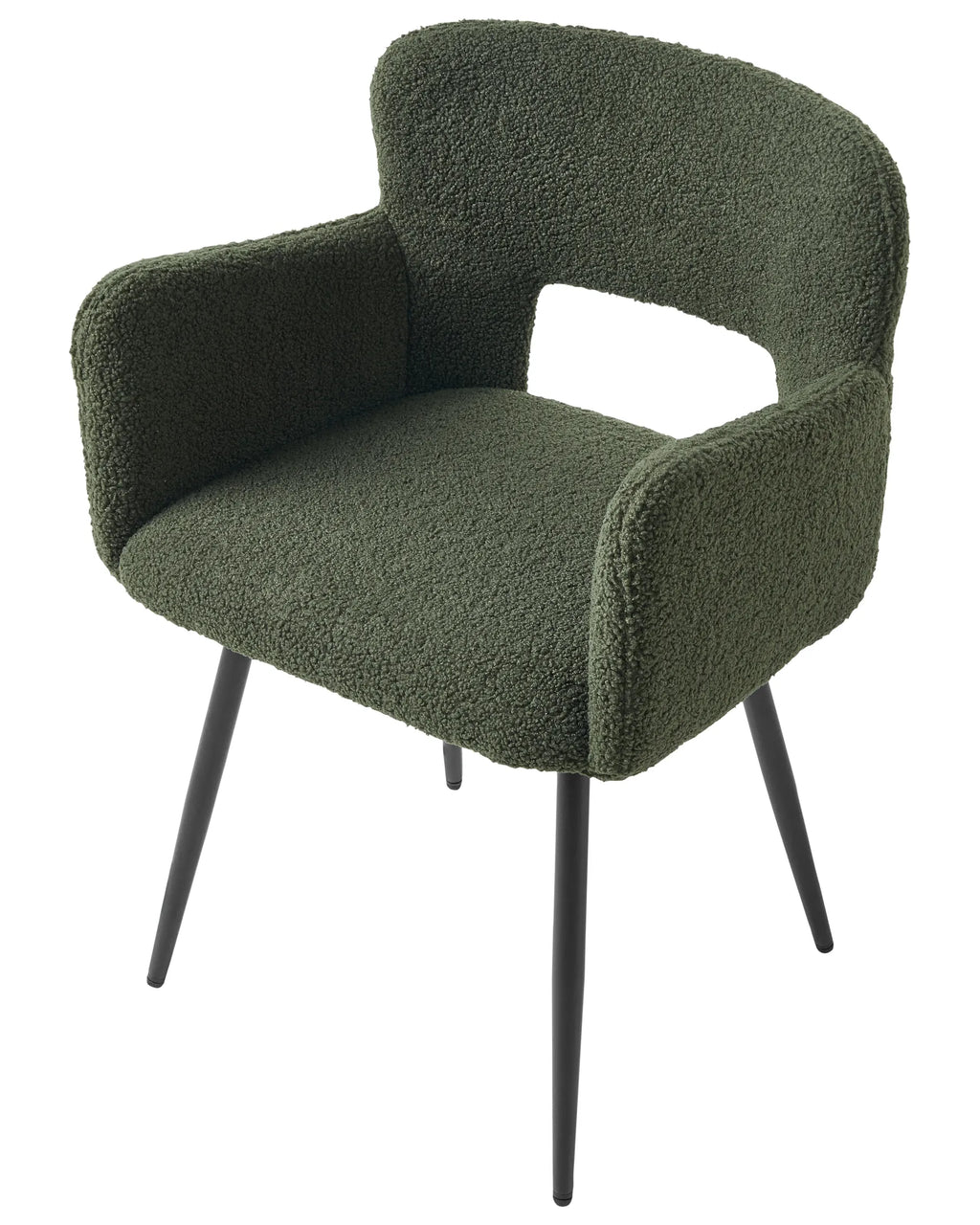 Set of 2 Dining Chairs SANILAC Boucle Dark Green