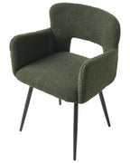 Set of 2 Dining Chairs SANILAC Boucle Dark Green