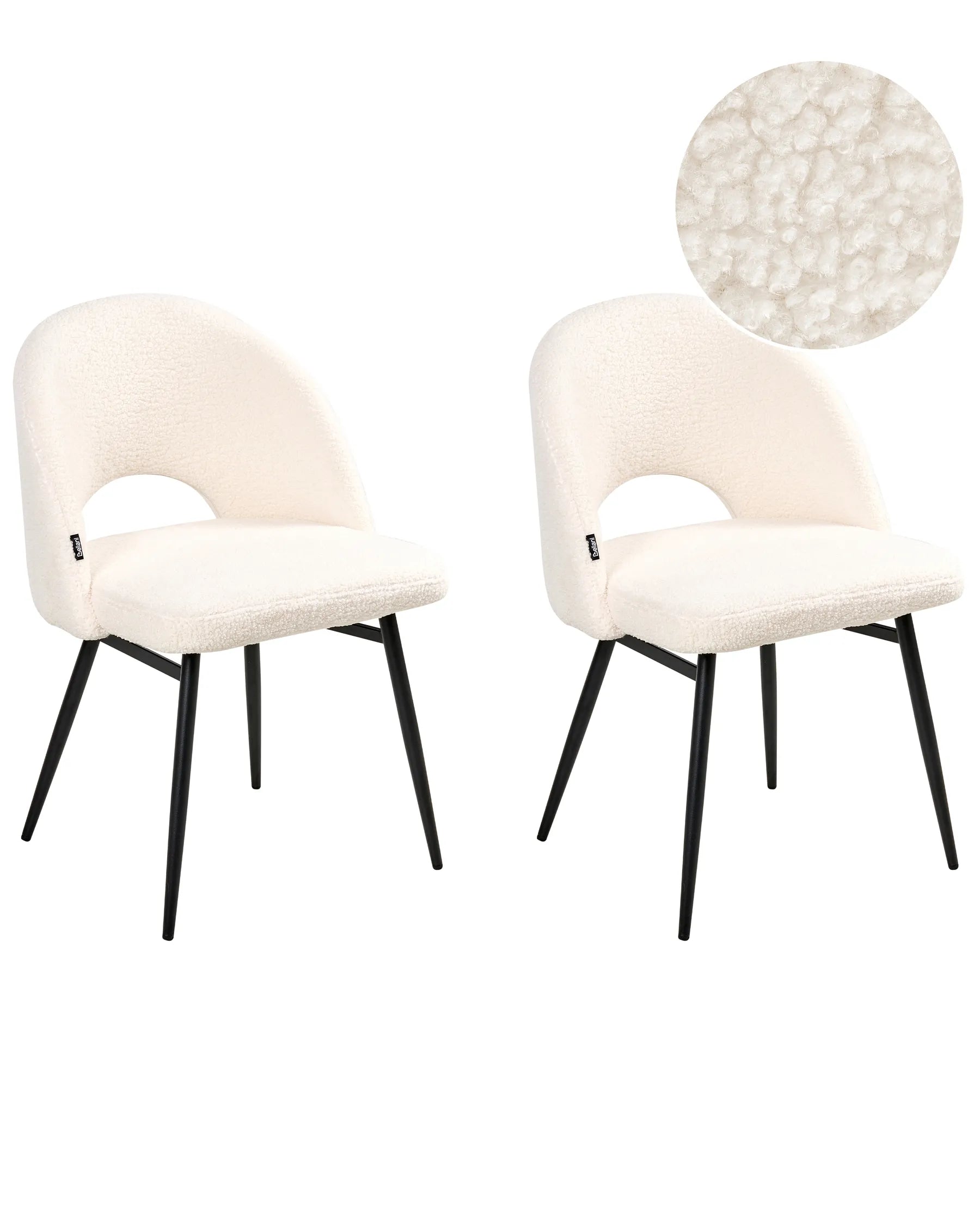 Set of 2 Dining Chairs ONAGA Boucle White