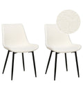 Set of 2 Dining Chairs AVILLA Boucle White