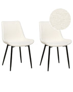 Set of 2 Dining Chairs AVILLA Boucle White