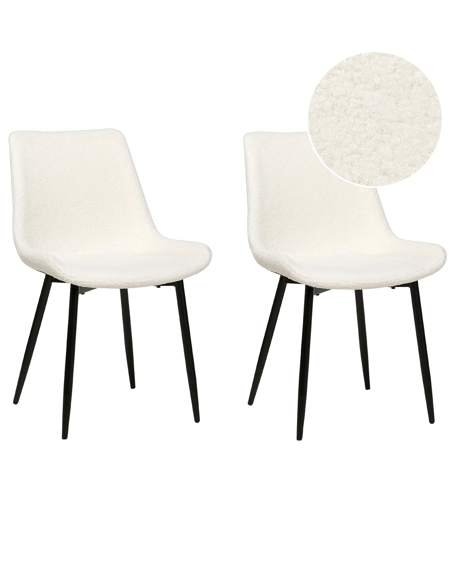 Set of 2 Dining Chairs AVILLA Boucle White