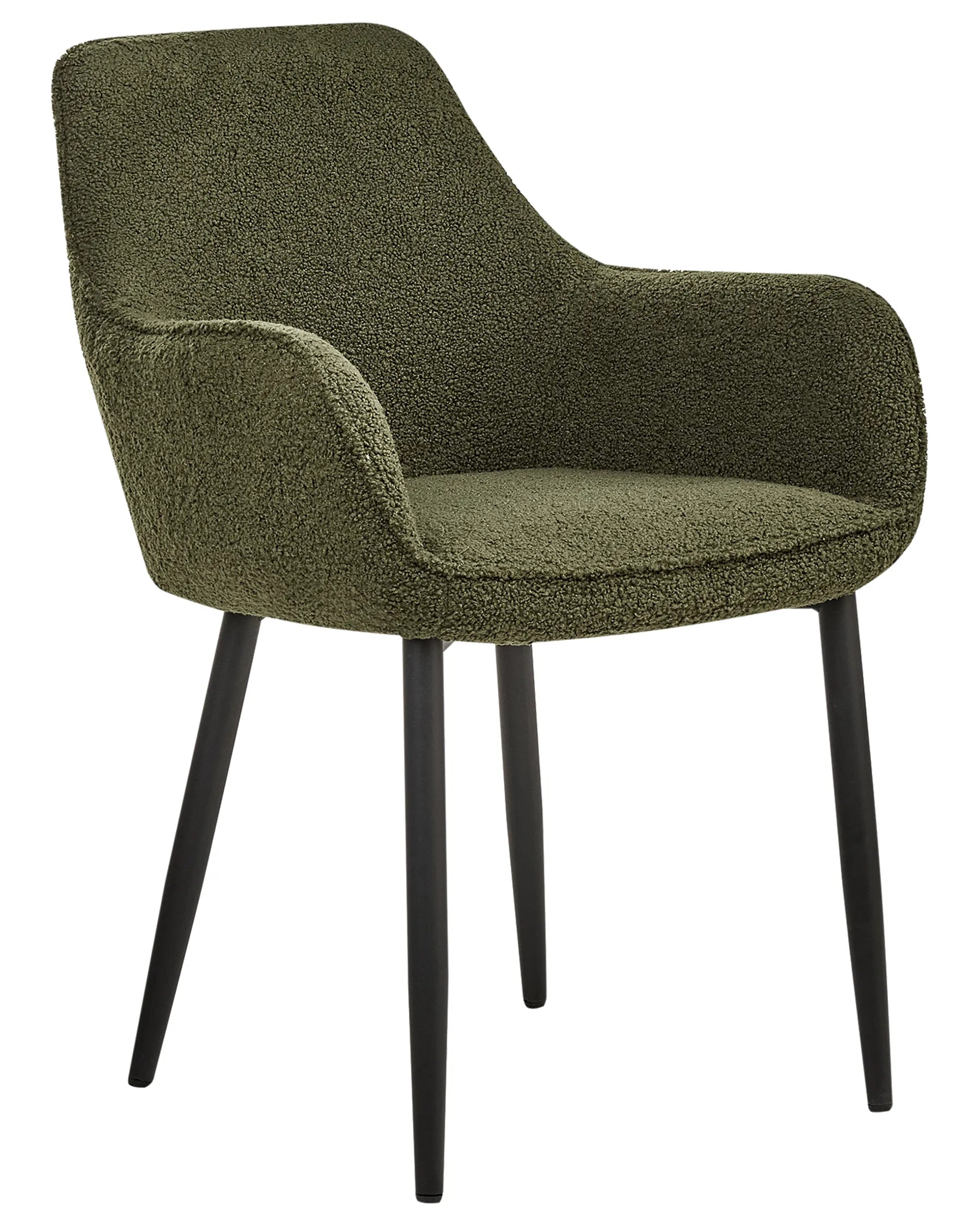 Set of 2 Dining Chairs ALDEN Boucle Dark Green