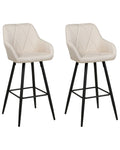 Set of 2 Bar Chairs DARIEN Light Beige