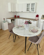 Dining Table ODEON White Marble 120 cm 120 cm