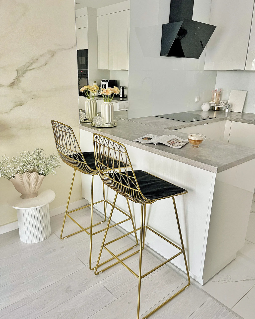 Set of 2 Bar Chairs PRESTON Metal Gold