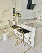 Set of 2 Bar Chairs PRESTON Metal Gold