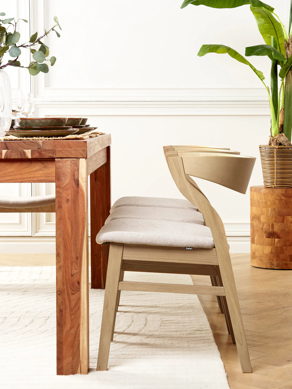 Set of 2 Dining Chairs MAROA Wood Beige