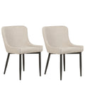 Set of 2 Dining Chairs EVERLY Fabric Light Beige