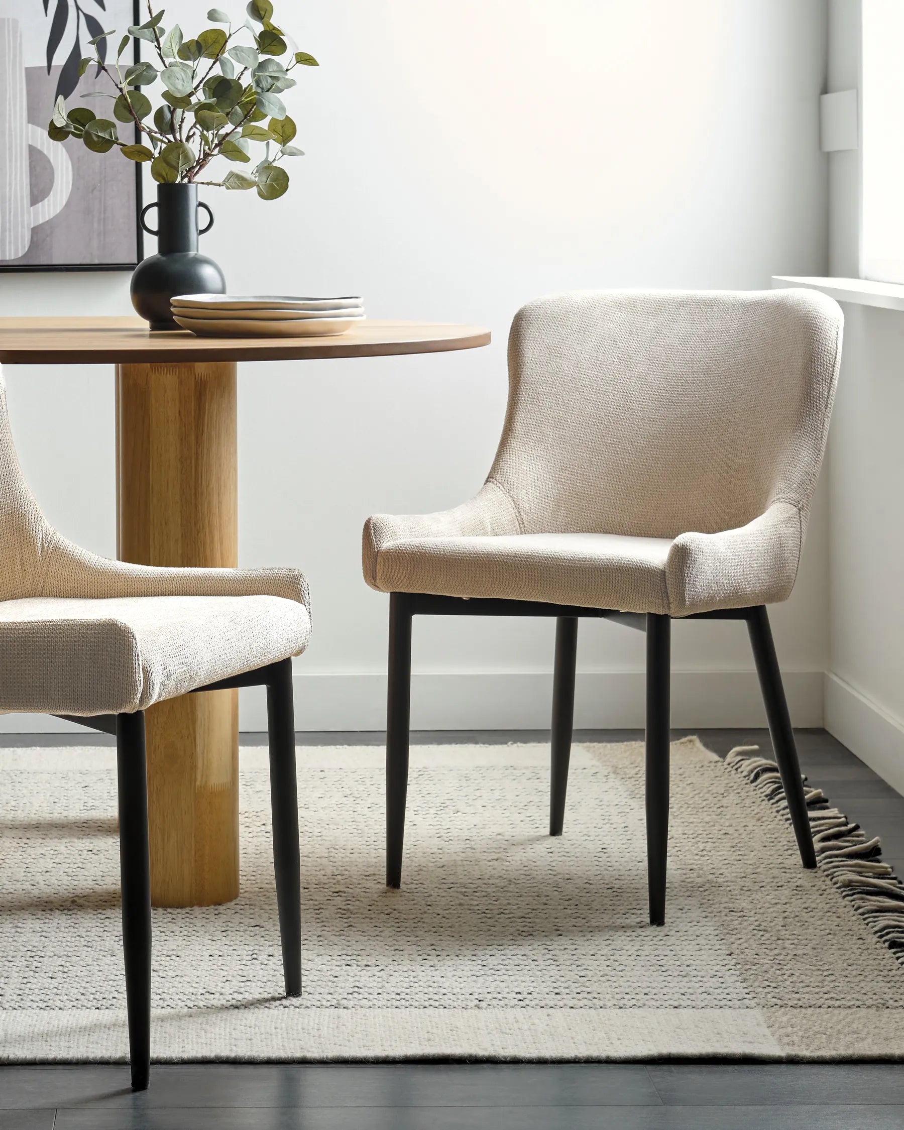 Set of 2 Dining Chairs EVERLY Fabric Light Beige