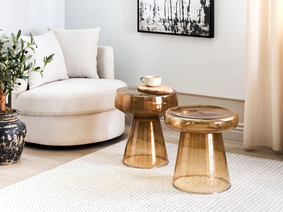 Side Table LAGUNA Glass Golden Brown
