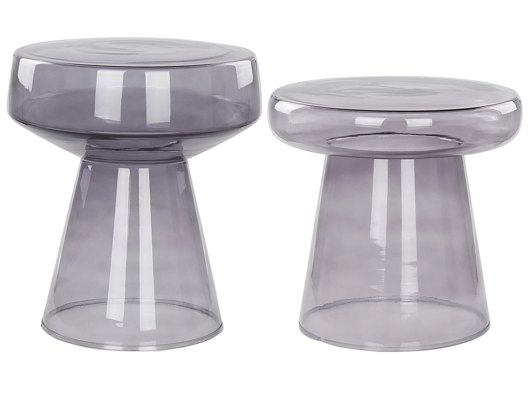 Set of 2 Side Tables LAGUNA/CALDERA Glass Grey