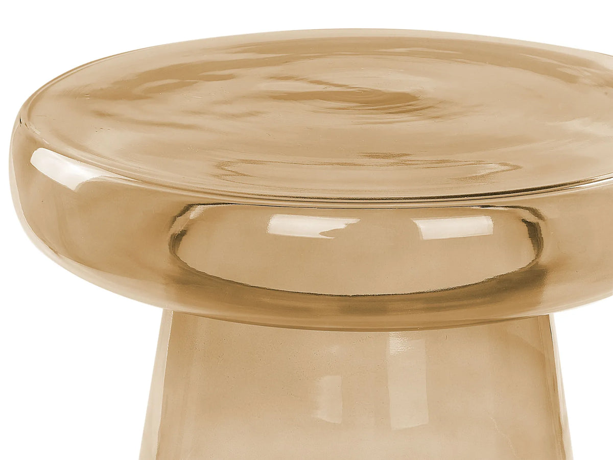 Set of 2 Side Tables LAGUNA/CALDERA Glass Golden Brown