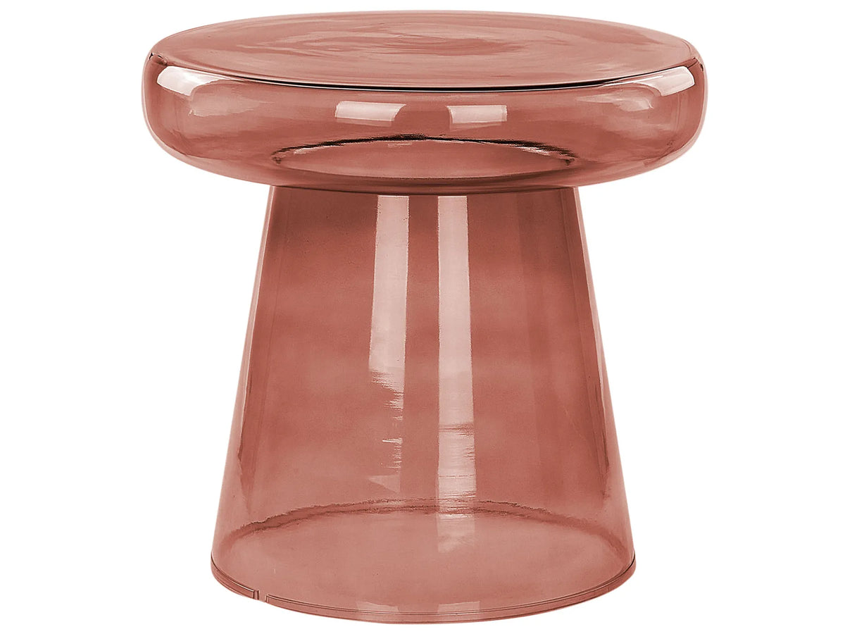 Set of 2 Side Tables CASTARA CALDERA Glass Red — front product view