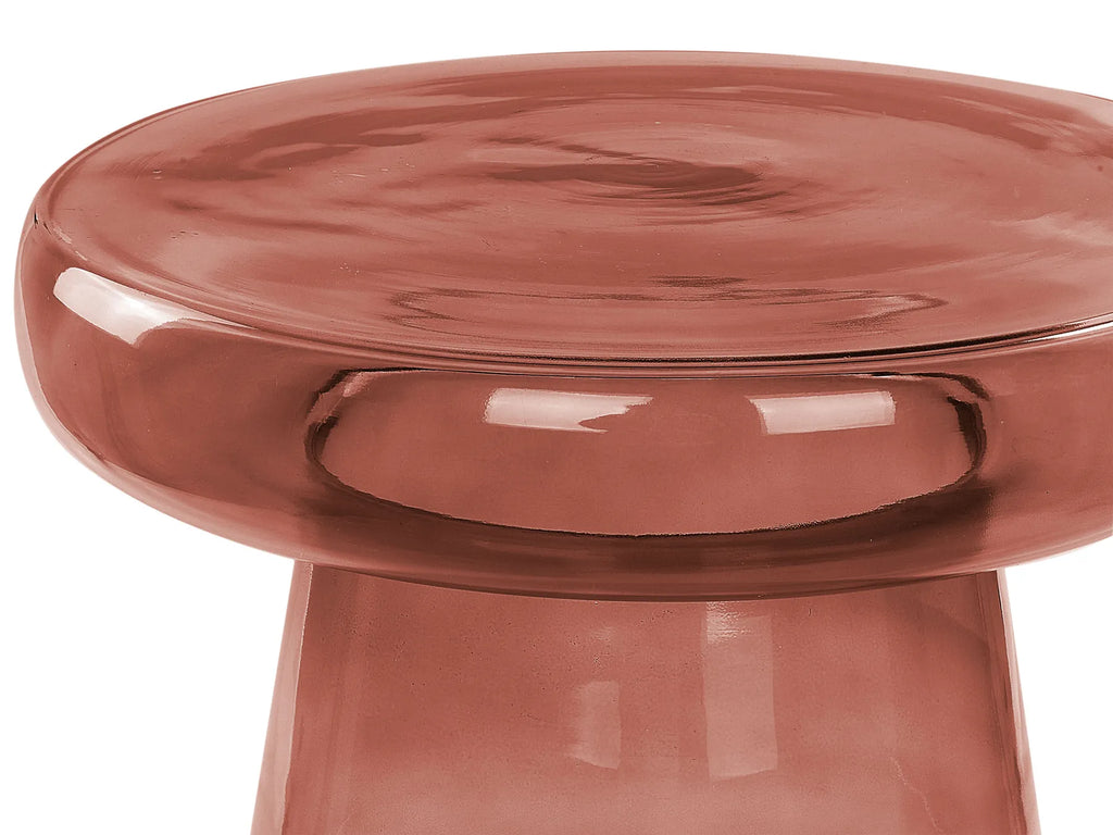 Set of 2 Side Tables CASTARA CALDERA Glass Red — material and finish detail