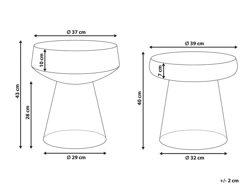 Set of 2 Side Tables LAGUNA/CALDERA Glass Grey