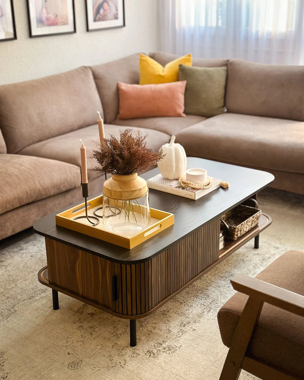 Coffee Table JOSE Dark Brown with Storage
