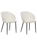 Set of 2 Dining Chairs MASON Fabric Light Beige