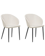 Set of 2 Dining Chairs MASON Fabric Light Beige
