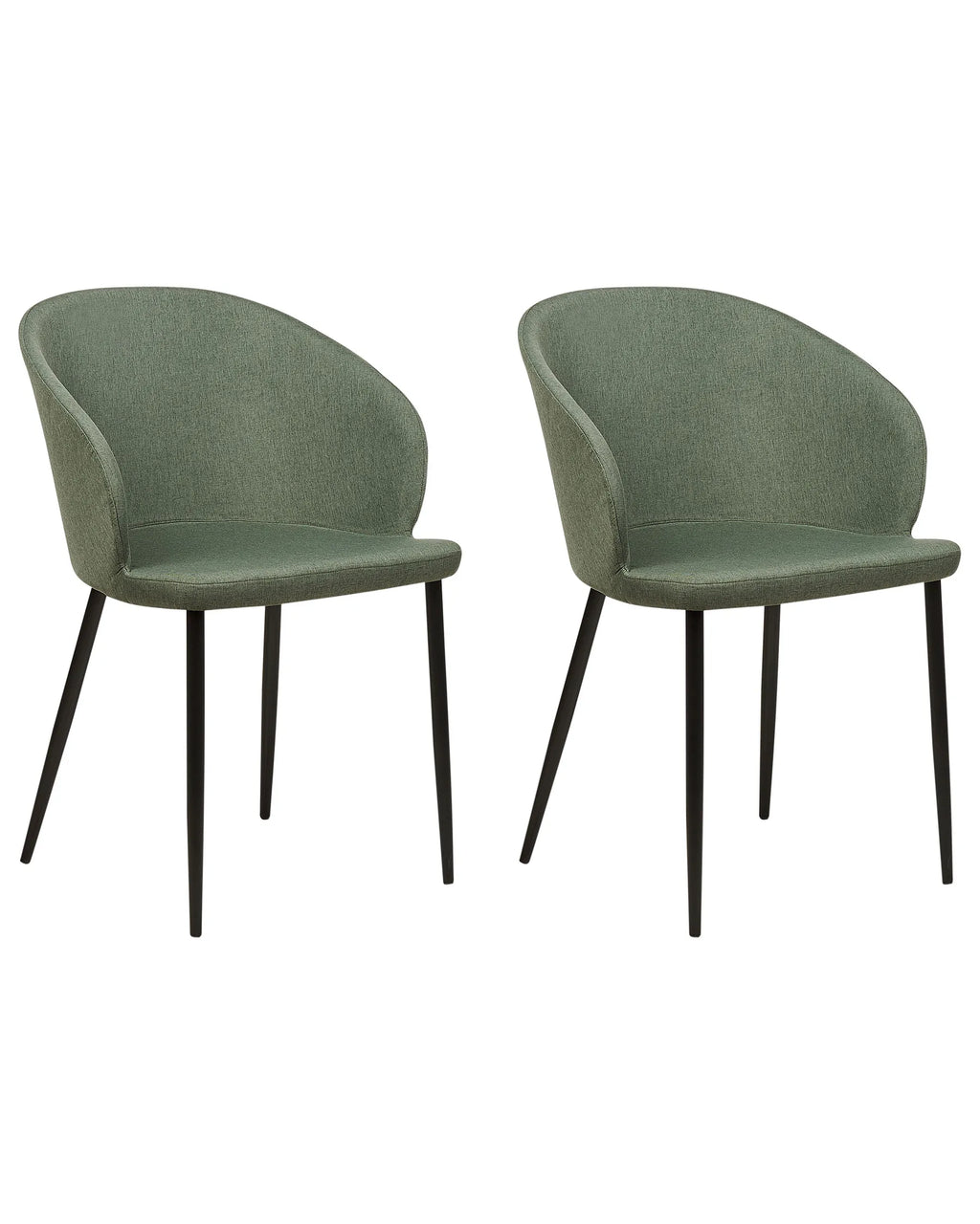 Set of 2 Dining Chairs MASON Fabric Dark Green
