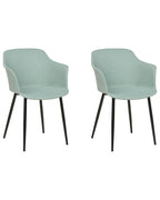Set of 2 Dining Chairs ELIM Fabric Mint Green