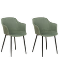 Set of 2 Dining Chairs ELIM Fabric Dark Green