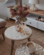Set of 2 Side Tables HURSI Mango Wood Brown/ White