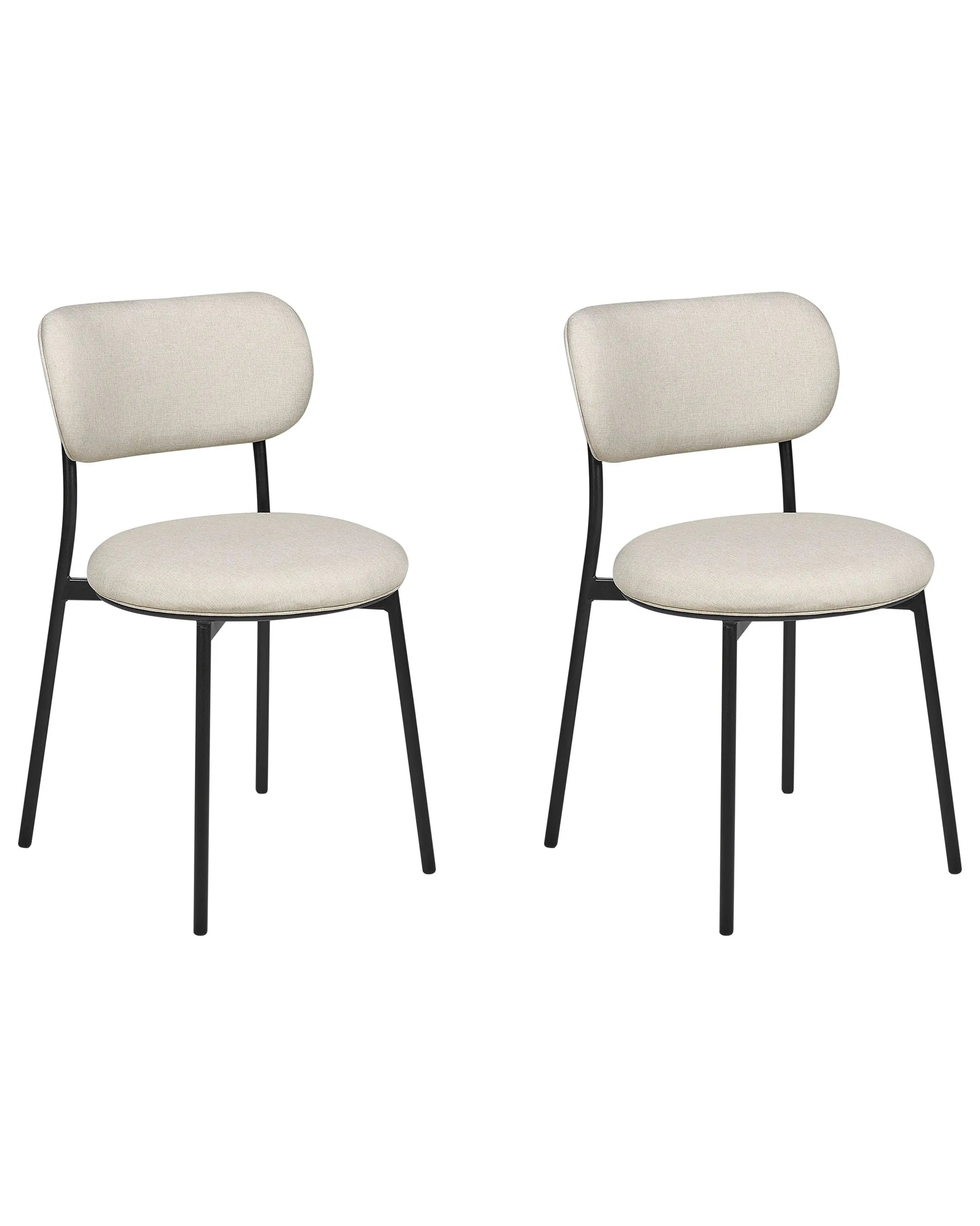Set of 2 Dining Chairs CASEY Fabric Light Beige