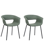 Set of 2 Dining Chairs ELMA Fabric Dark Green