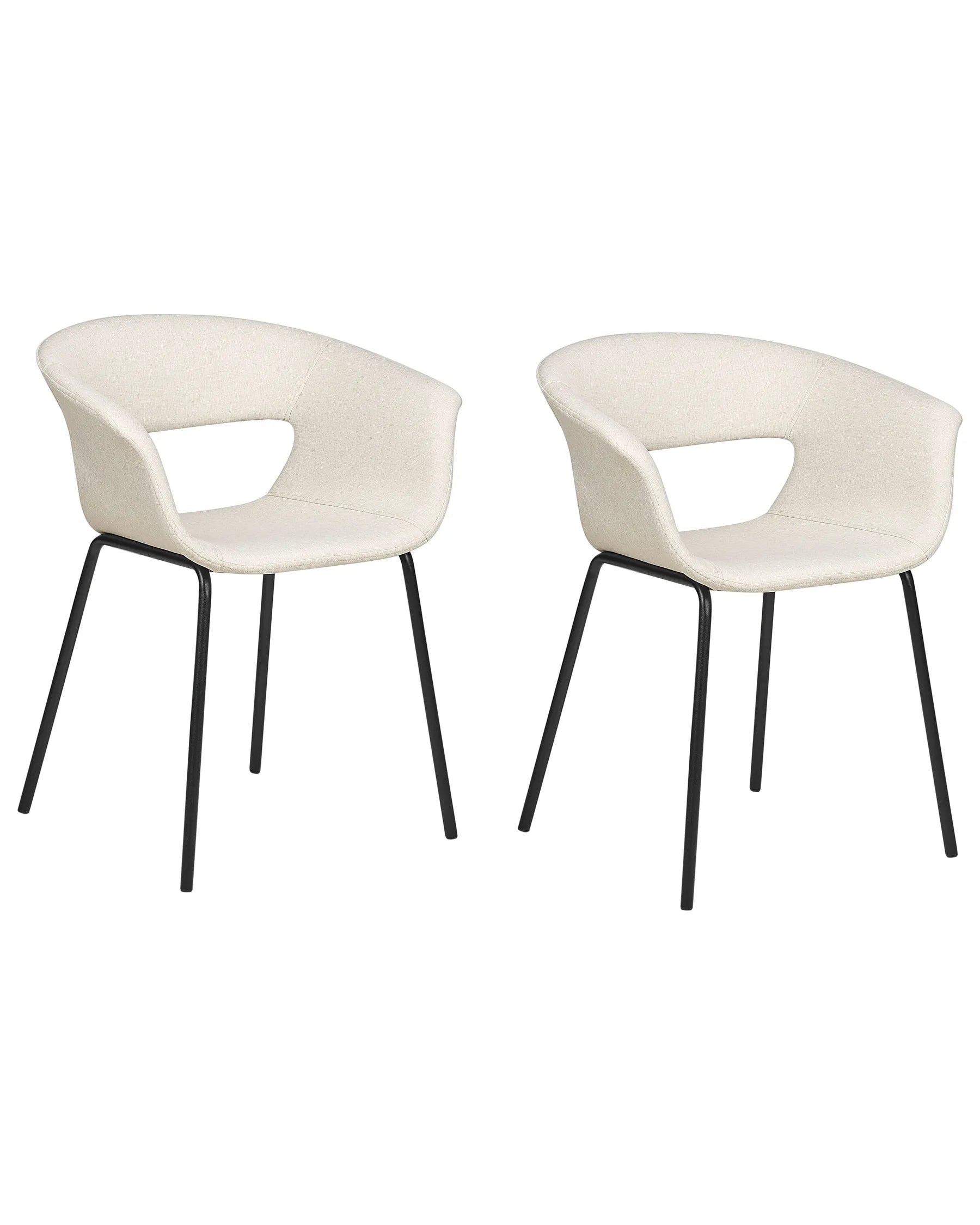 Set of 2 Dining Chairs ELMA Fabric Light Beige
