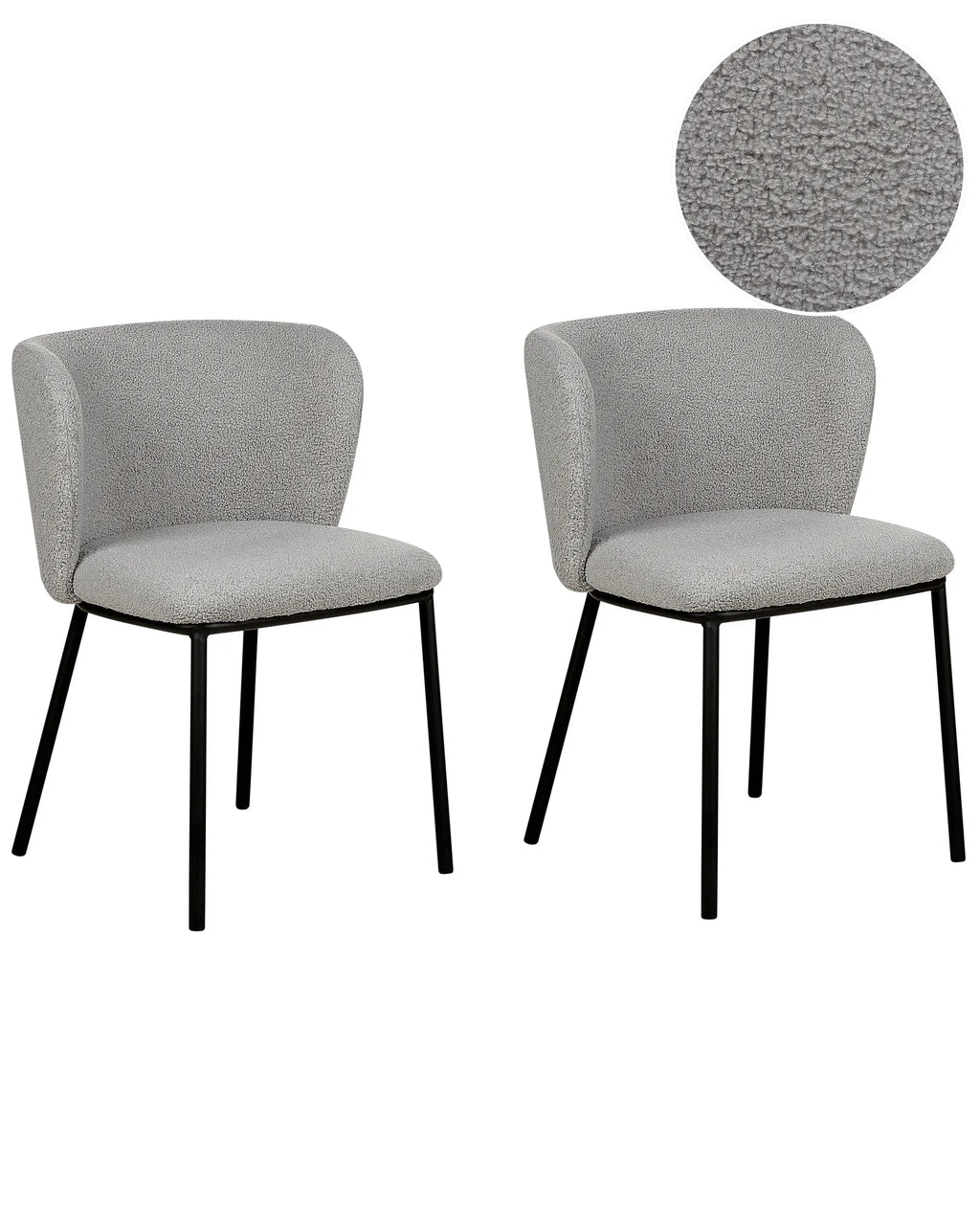 Set of 2 Dining Chairs MINA Boucle Grey