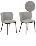Set of 2 Dining Chairs MINA Boucle Grey