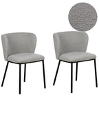 Set of 2 Dining Chairs MINA Boucle Grey