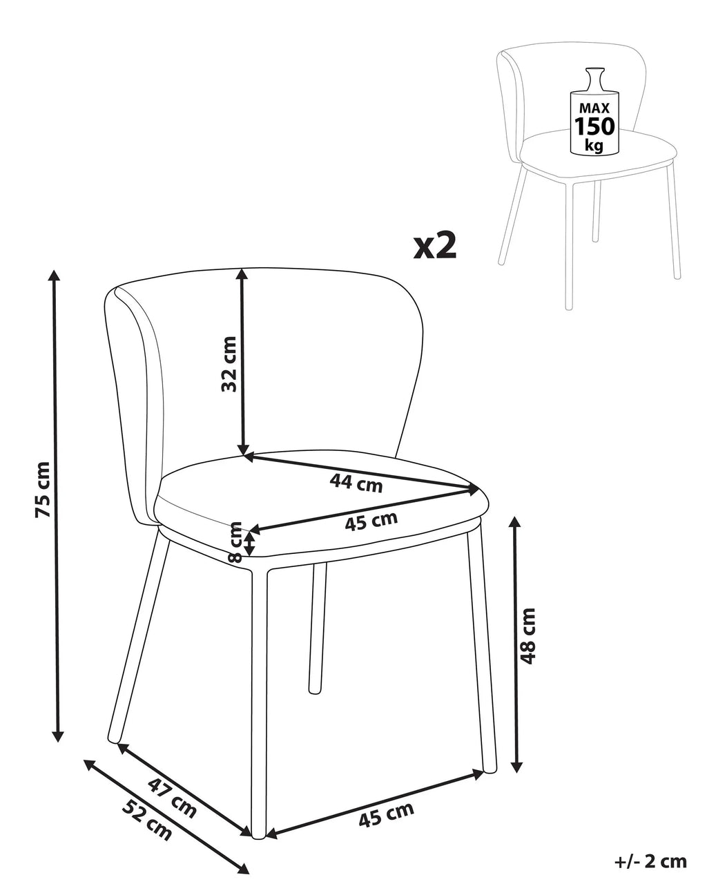 Set of 2 Dining Chairs MINA Boucle Off-White