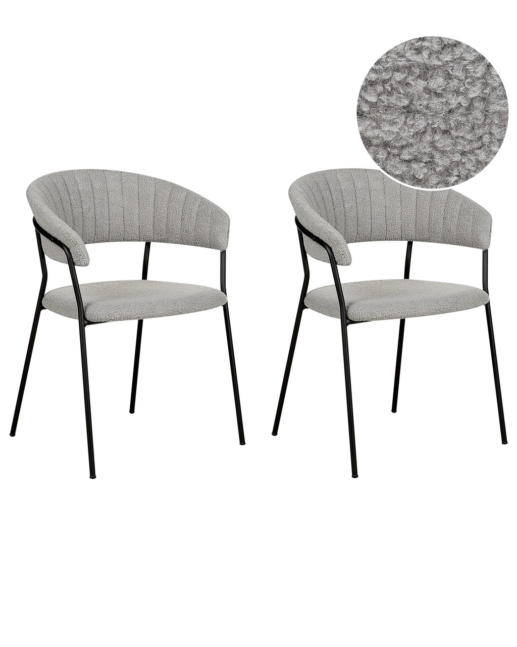 Set of 2 Dining Chairs MARIPOSA Boucle Grey