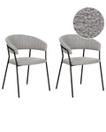 Set of 2 Dining Chairs MARIPOSA Boucle Grey