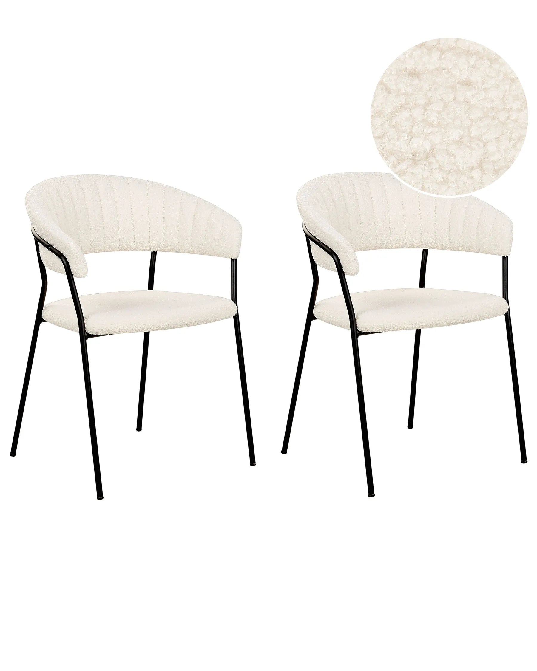 Set of 2 Dining Chairs MARIPOSA Boucle Off-White