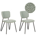 Set of 2 Dining Chairs NELKO Boucle Light Green