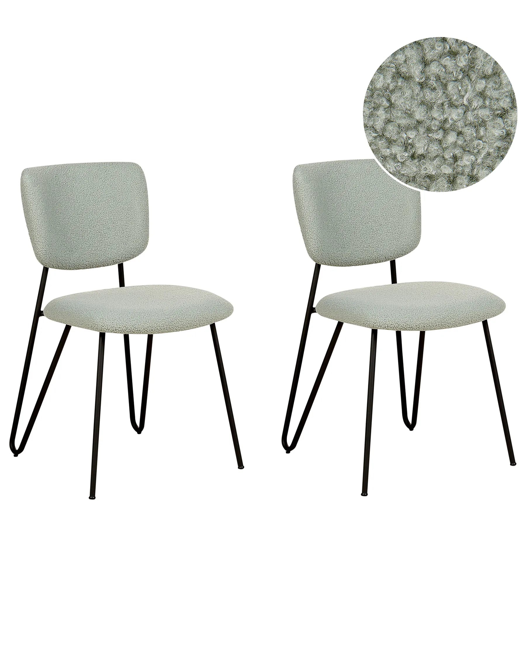 Set of 2 Dining Chairs NELKO Boucle Light Green