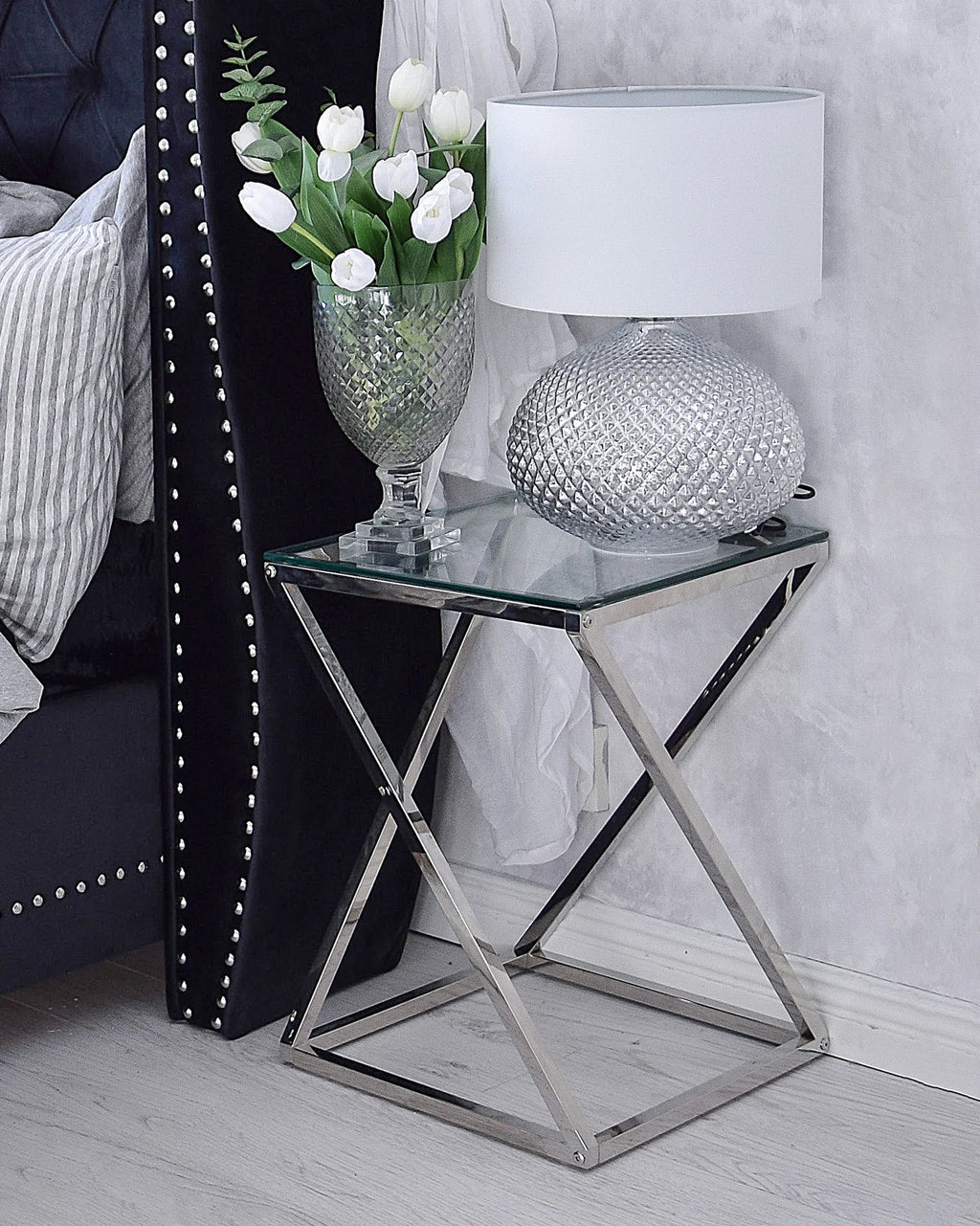 Side Table BEVERLY Glass Silver