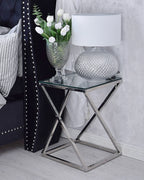 Side Table BEVERLY Glass Silver