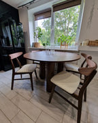 Set of 2 Dining Chairs LYNN Wood Dark Brown/ White