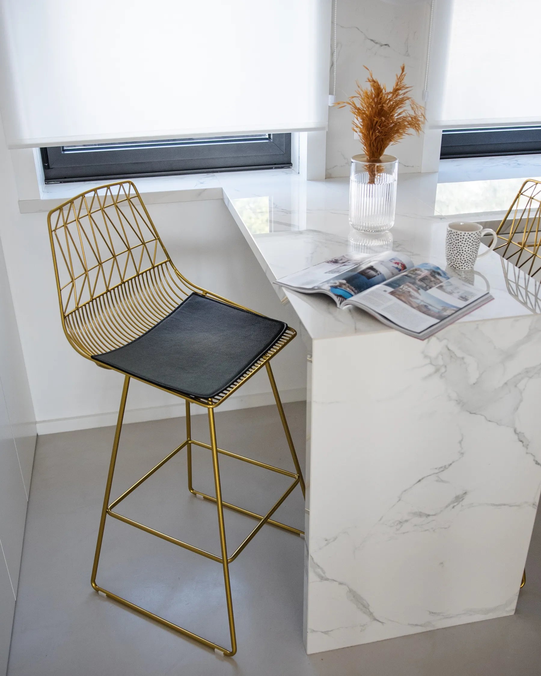 Set of 2 Bar Chairs PRESTON Metal Gold