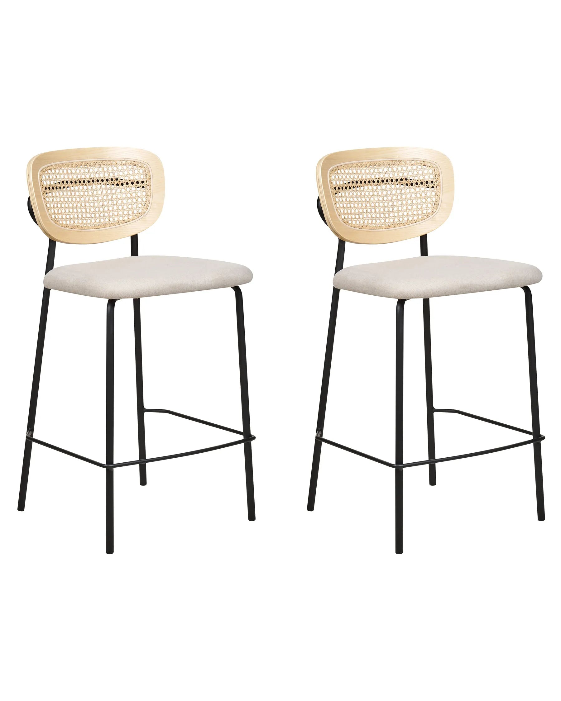 Set of 2 Bar Chairs MAYETTA Rattan Light Beige